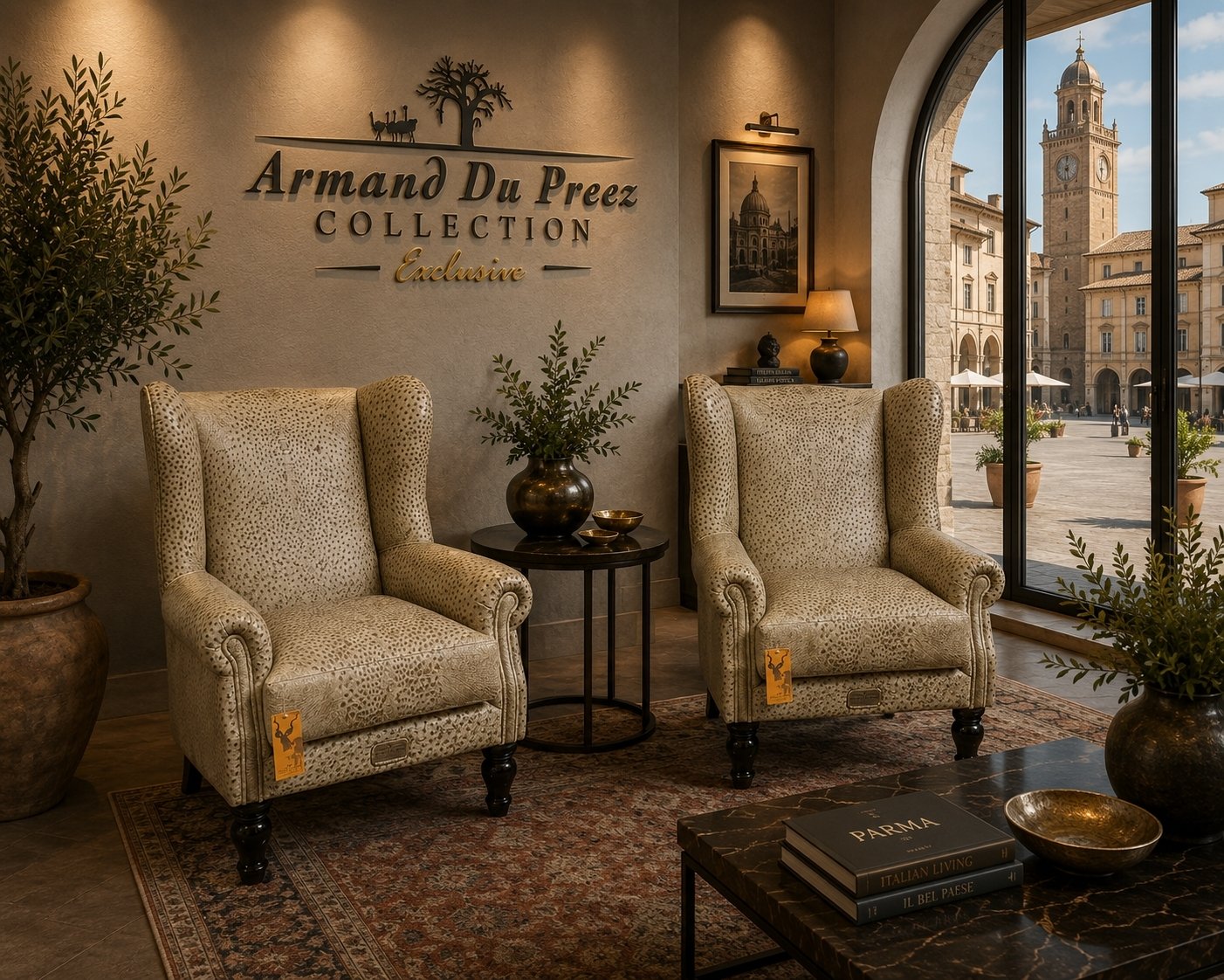 Armand du Preez-Ostrich Wingback Chair-Cream